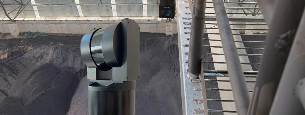 product-1000-1 SLDL53-70 Laserscan ceiling-mounted 3D laser stockpile scanner installed in an enclosed coal shed